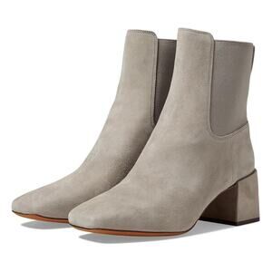 Vince Women Kimmy Heel Ankle Boots 9M Booties Hazel Stone Suede Square Toe Block